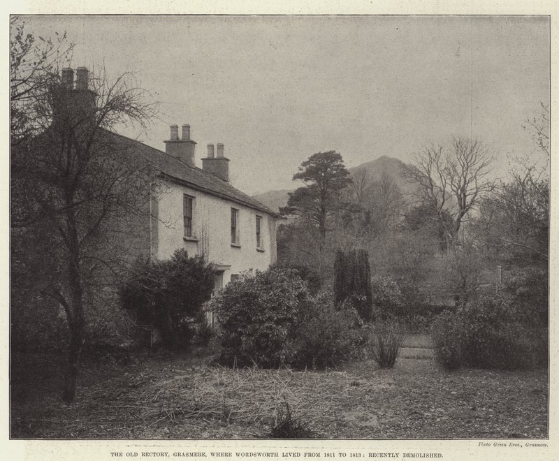 The Old Rectory, Grasmere, onde Wordsworth viveu de 1811 a 1813, recentemente demolida de English Photographer