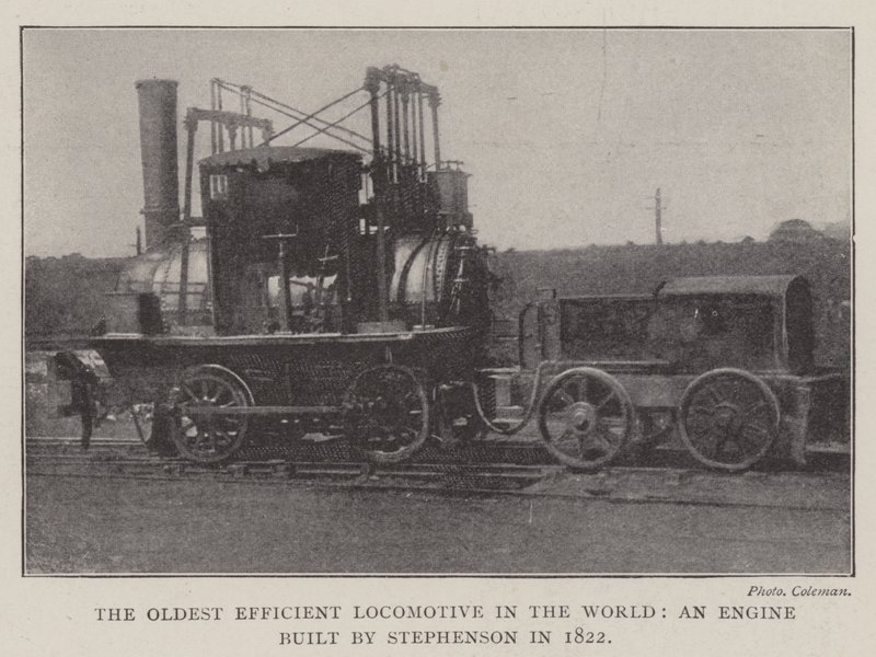 A mais antiga locomotiva eficiente do mundo, um motor construído por Stephenson em 1822 de English Photographer