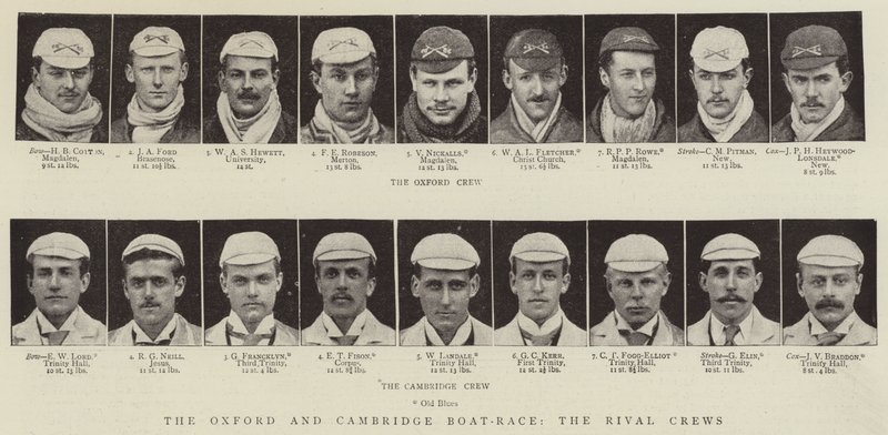 A Oxford e Cambridge Boat-Race, as tripulações rivais de English Photographer