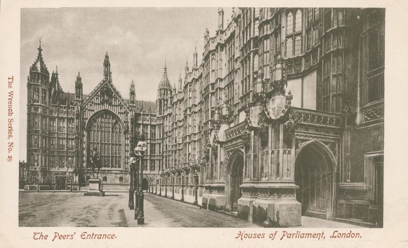 A entrada de pares, casas do Parlamento, Londres de English Photographer