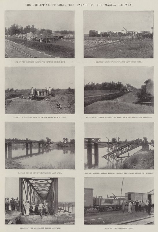 O problema filipino, o dano à estrada de ferro de Manila de English Photographer
