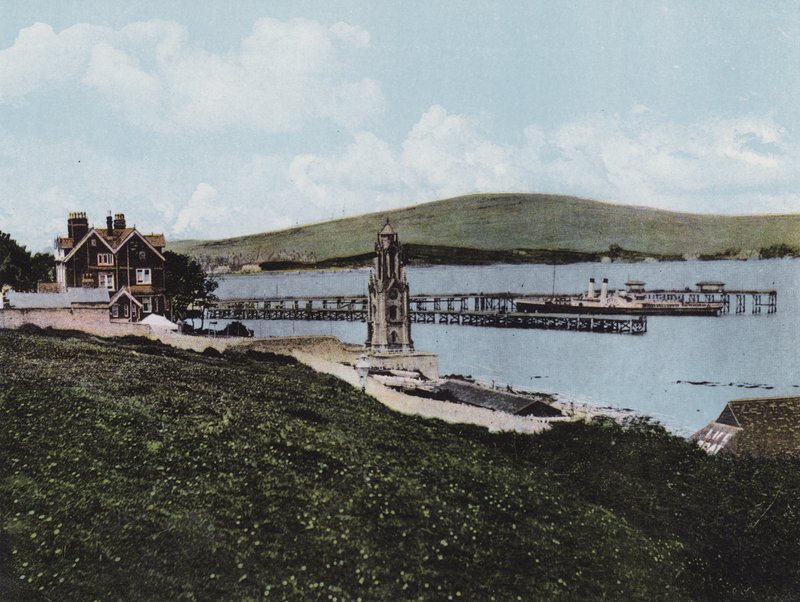O cais e a torre do relógio, Swanage de English Photographer