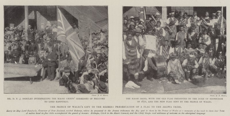 O Príncipe de Waless Presente aos Maoris, Apresentação de uma Bandeira à Tribo Arawa de English Photographer