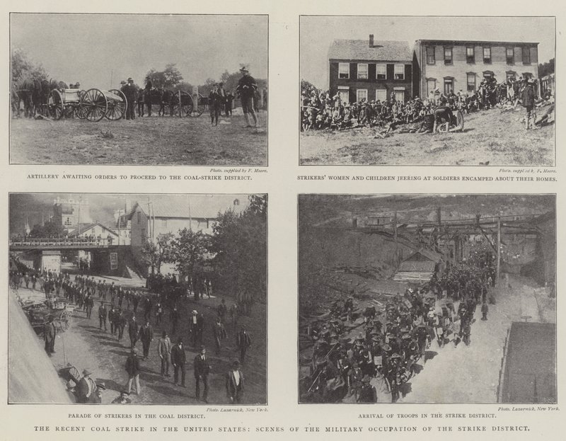 A recente greve de carvão nos Estados Unidos, cenas da ocupação militar do distrito de greve de English Photographer