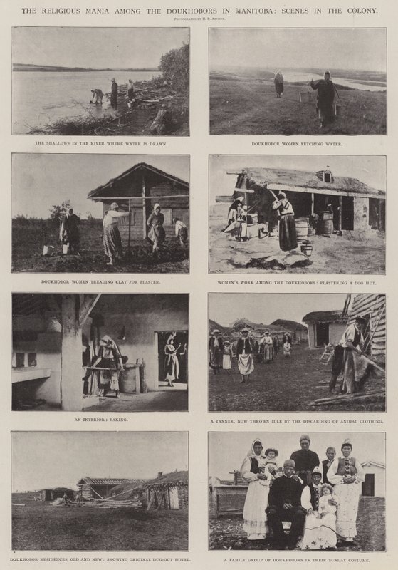 A mania religiosa entre os Doukhobors em Manitoba, cenas na colônia de English Photographer