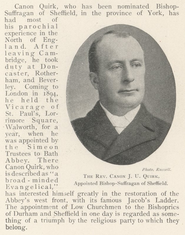 O reverendo Canon JU Quirk, nomeado bispo-Suffragan de Sheffield de English Photographer