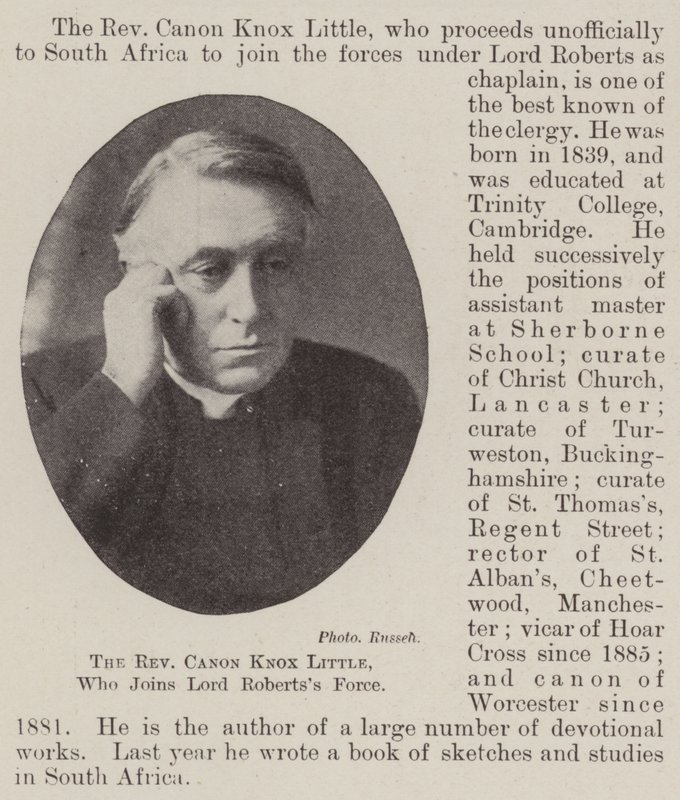 O reverendo Canon Knox Little, que se junta a Lord Robertss Force de English Photographer