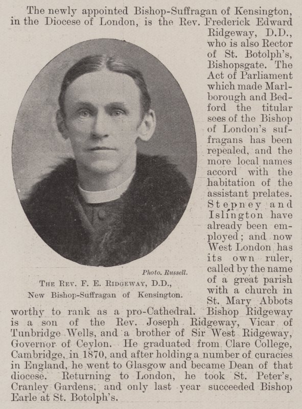 O Reverendo FE Ridgeway, DD, Novo Bispo-Suffragan de Kensington de English Photographer