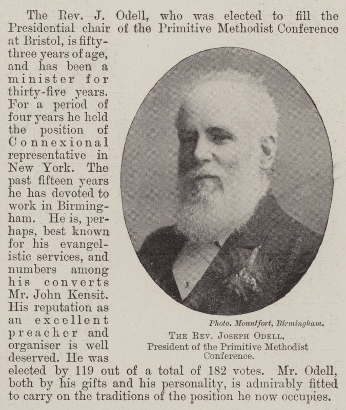 O Reverendo Joseph Odell, Presidente da Conferência Metodista Primitiva de English Photographer