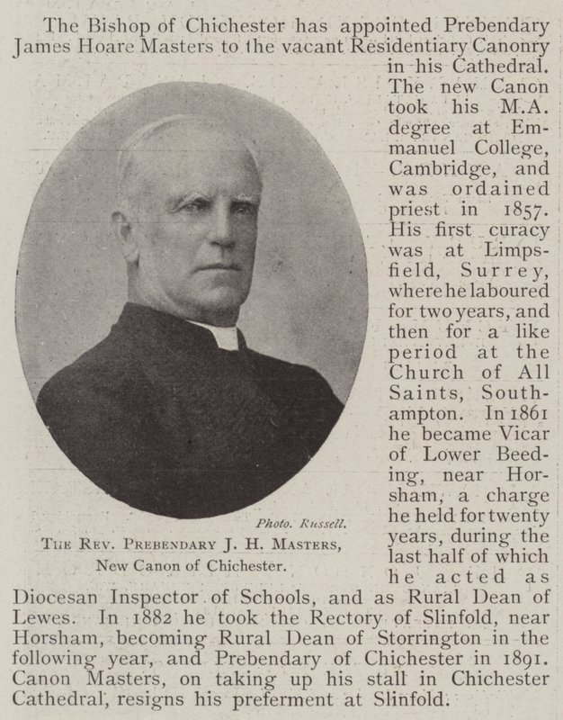 O Reverendo Prebendary JH Masters, Novo Cânone de Chichester de English Photographer