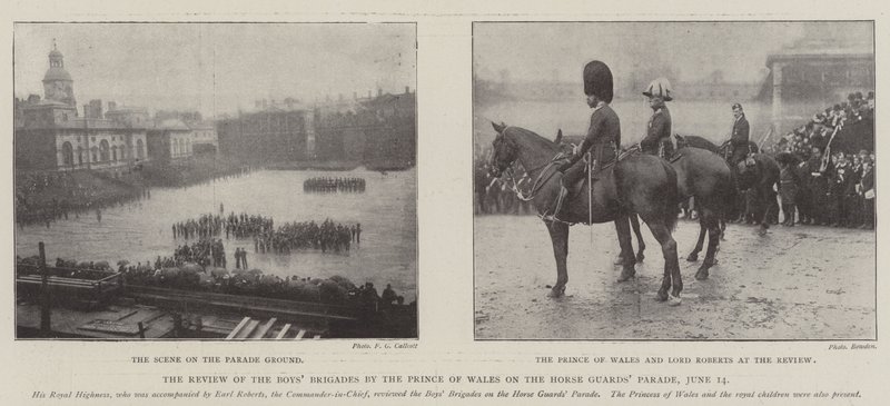 A revisão das Brigadas de Meninos pelo Príncipe de Gales na Parada da Guarda de Cavalos, 14 de junho de English Photographer