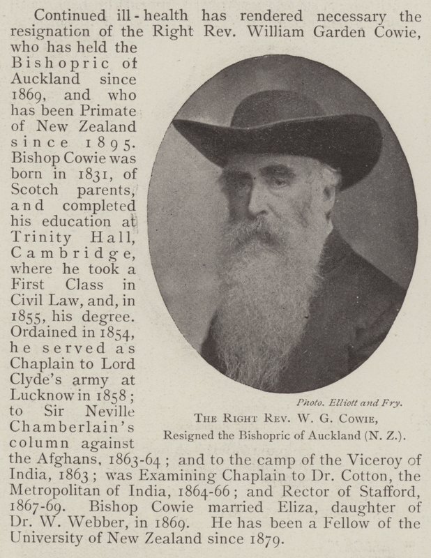 O Reverendíssimo WG Cowie renunciou ao Bispado de Auckland (Nova Zelândia) de English Photographer