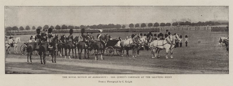 The Royal Review em Aldershot, o carro das rainhas no ponto de saudação de English Photographer