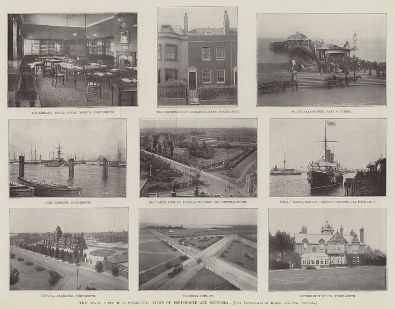 A visita real a Portsmouth, vistas de Portsmouth e de Southsea de English Photographer