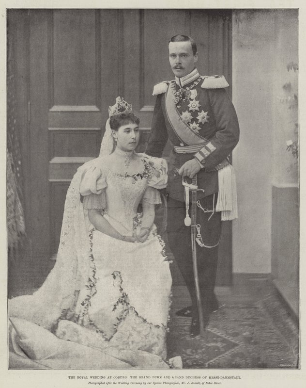 O casamento real em Coburg, o grão-duque e a grã-duquesa de Hesse-Darmstadt de English Photographer