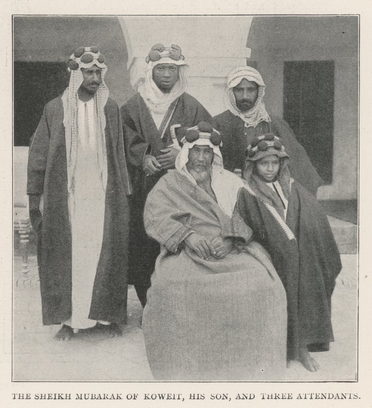 O Sheikh Mubarak de Koweit, seu filho e três assistentes de English Photographer