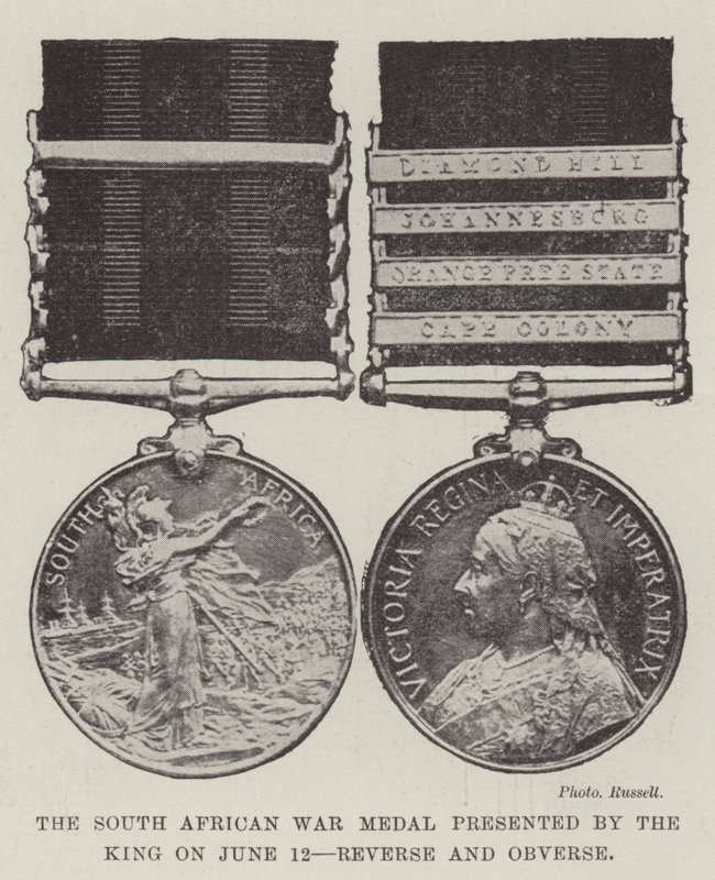 Medalha de Guerra da África do Sul apresentada pelo rei em 12 de junho de English Photographer