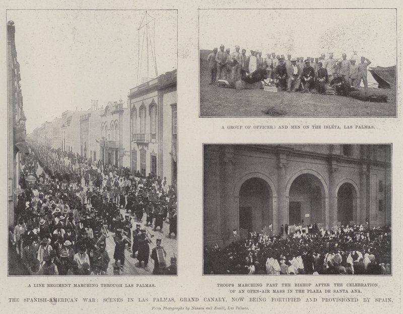 A Guerra Hispano-Americana, Cenas em Las Palmas, na Grande Canária, agora sendo fortificadas e provisionadas pela Espanha de English Photographer
