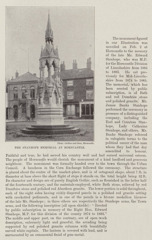 O memorial de Stanhope em Horncastle de English Photographer