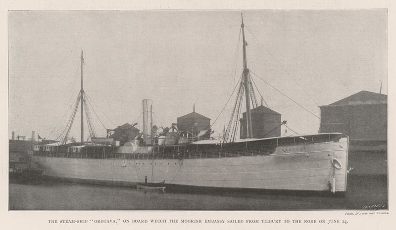 O Navio a Vapor de Orotava, a bordo do qual a Embaixada dos Mouros navegou de Tilbury para Nore em 24 de junho de English Photographer