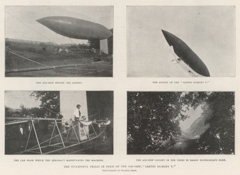 Os ensaios de sucesso em Paris do Air-Ship Santos Dumont V de English Photographer