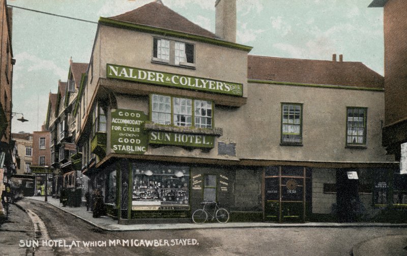 The Sun Hotel, Canterbury, Kent, onde o personagem fictício Sr. Micawber ficou no romance de Charles Dickens David Copperfield (foto) de English Photographer