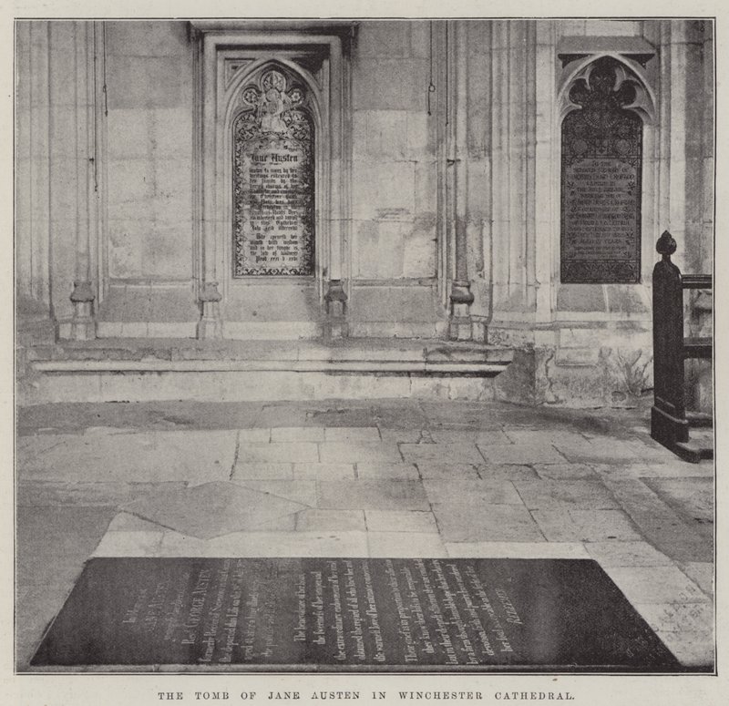 O túmulo de Jane Austen na Catedral de Winchester de English Photographer