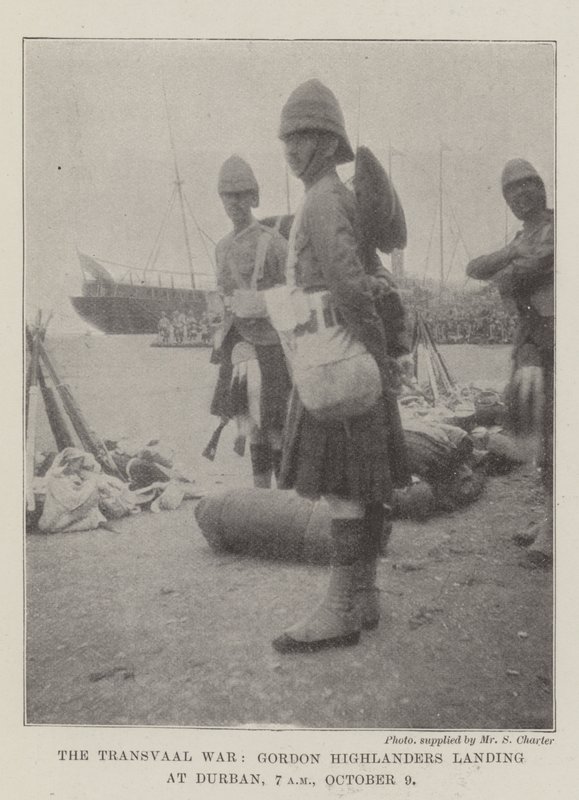 A Guerra do Transvaal, os monteses de Gordon que aterrissam em Durban, 7 am, 9 de outubro de English Photographer