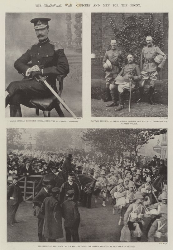 A guerra do Transvaal, oficiais e homens pela frente de English Photographer