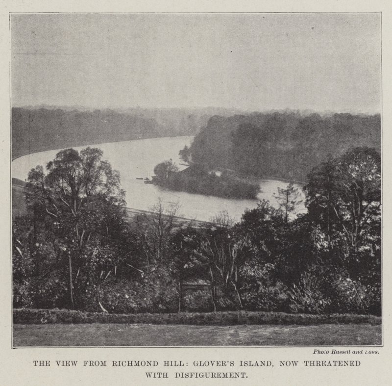 A vista de Richmond Hill, Glovers Island, agora ameaçada de desfiguração de English Photographer