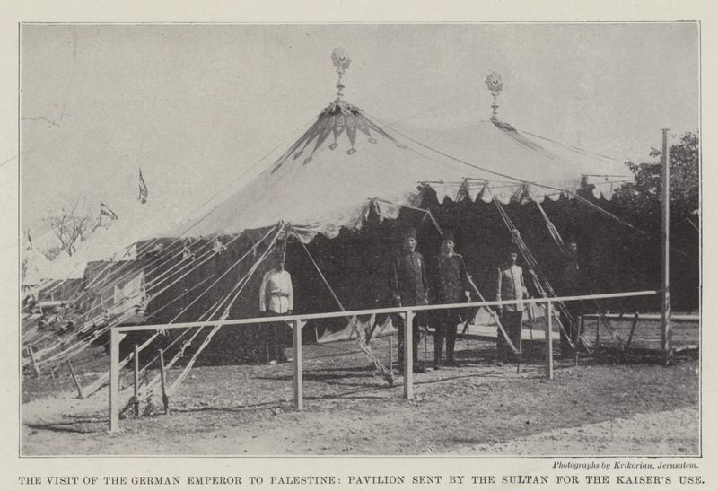 A visita do imperador alemão à Palestina, pavilhão enviado pelo sultão para os Kaisers de English Photographer