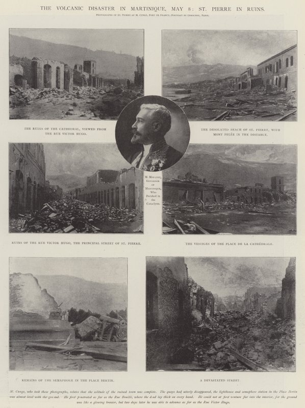O desastre vulcânico na Martinica, 8 de maio, St. Pierre in Ruins de English Photographer