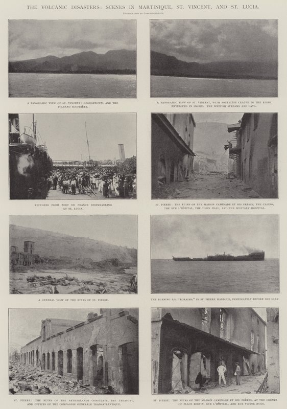 Os desastres vulcânicos, cenas na Martinica, São Vicente e Santa Lúcia de English Photographer