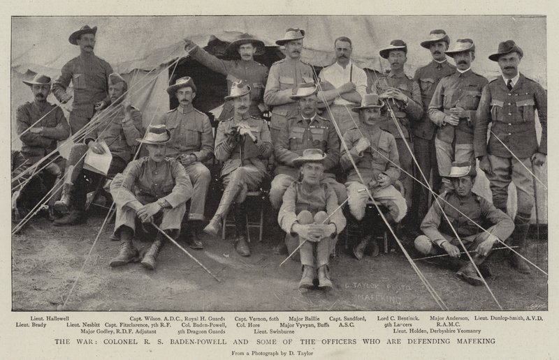 A Guerra, Coronel RS Baden-Powell e alguns dos oficiais que estão defendendo Mafeking de English Photographer