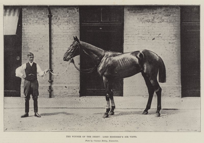 O vencedor do Derby, Lord Roseberys Sir Visto de English Photographer