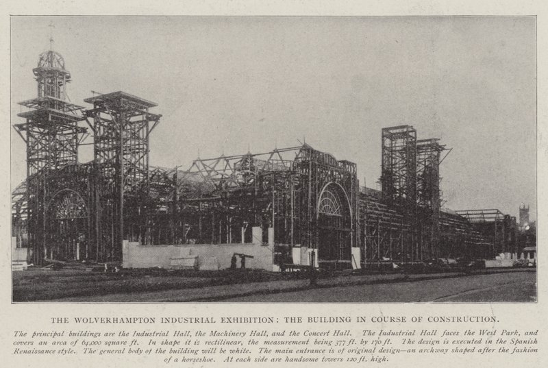 A Exposição Industrial de Wolverhampton, o Edifício em Curso de Construção de English Photographer