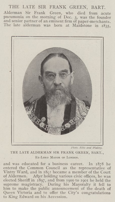 O falecido vereador Sir Frank Green, baronete, ex-prefeito de Londres de English Photographer