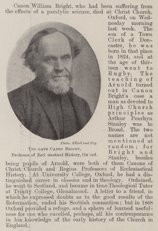 O falecido Canon Bright, professor de História Eclesiástica, Oxford de English Photographer