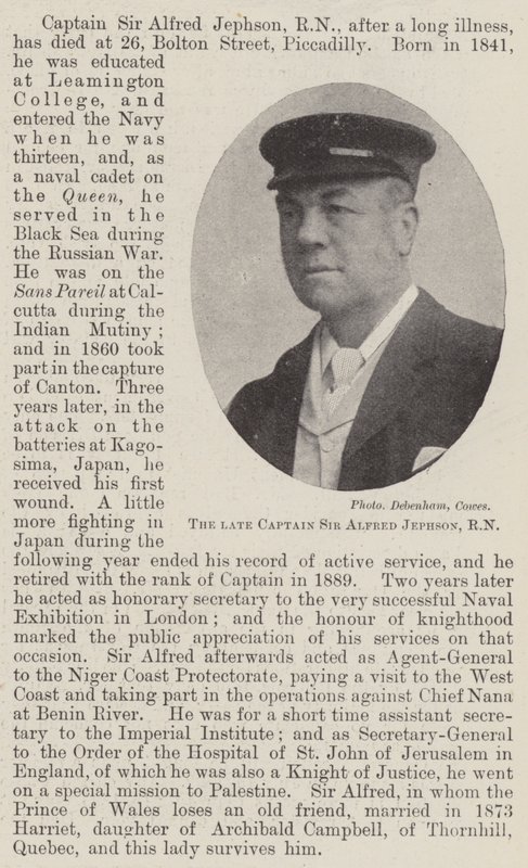 O falecido capitão Sir Alfred Jephson, RN de English Photographer