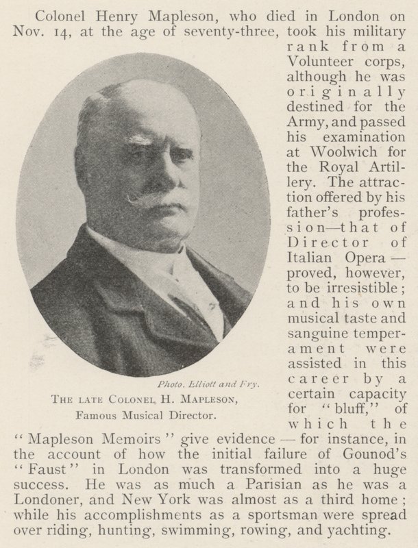 O falecido coronel H Mapleson, famoso diretor musical de English Photographer