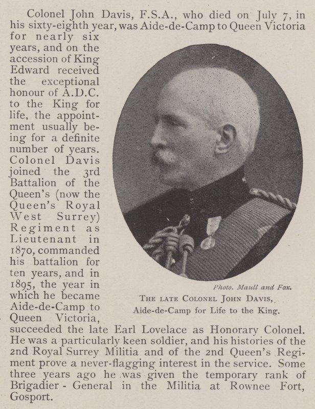 O falecido coronel John Davis, ajudante de vida para o rei de English Photographer