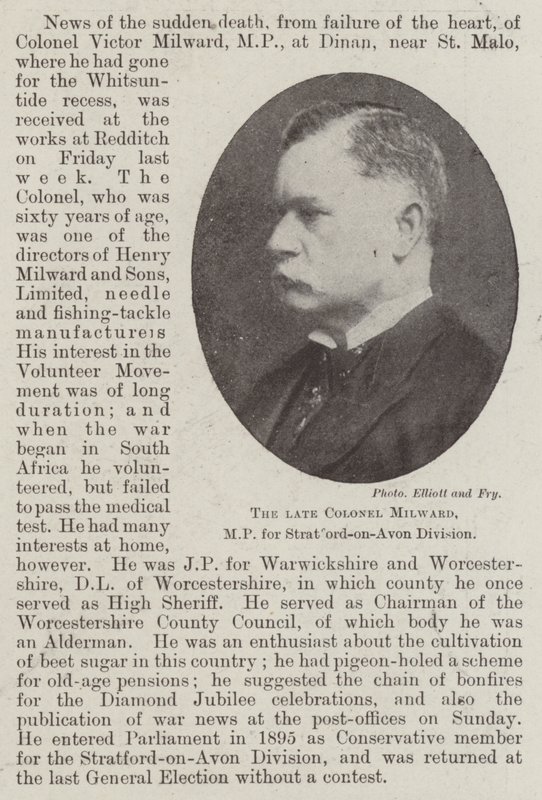 O falecido Coronel Milward, MP da Divisão Stratford-on-Avon de English Photographer