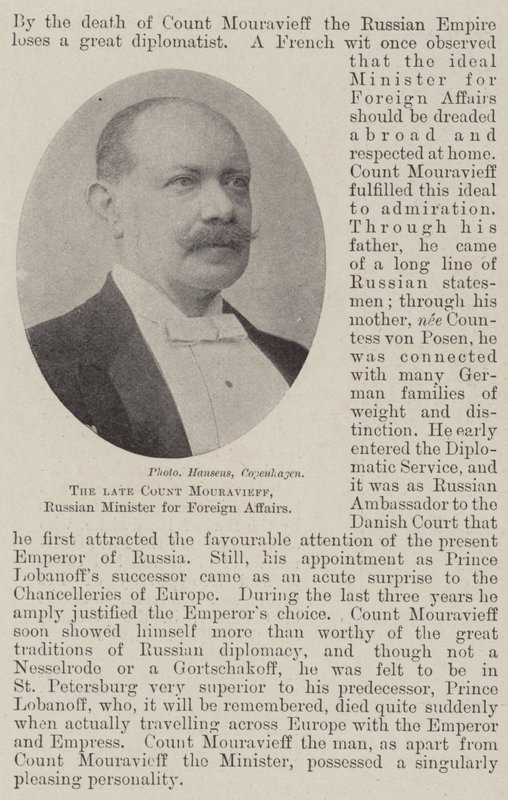 O falecido conde Mouravieff, ministro dos Negócios Estrangeiros da Rússia de English Photographer