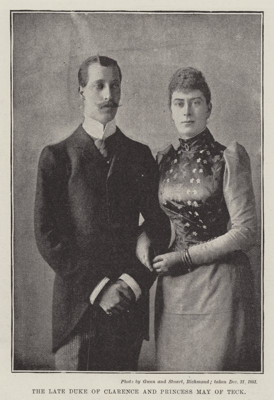 O falecido duque de Clarence e a princesa May de Teck de English Photographer