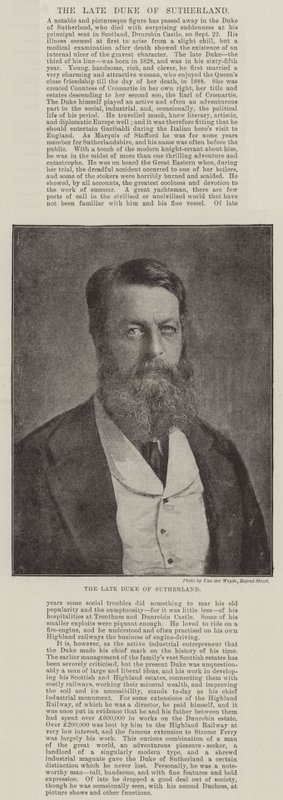 O falecido duque de Sutherland de English Photographer