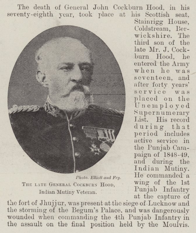 O falecido General Cockburn Hood, Indian Mutiny Veteran de English Photographer