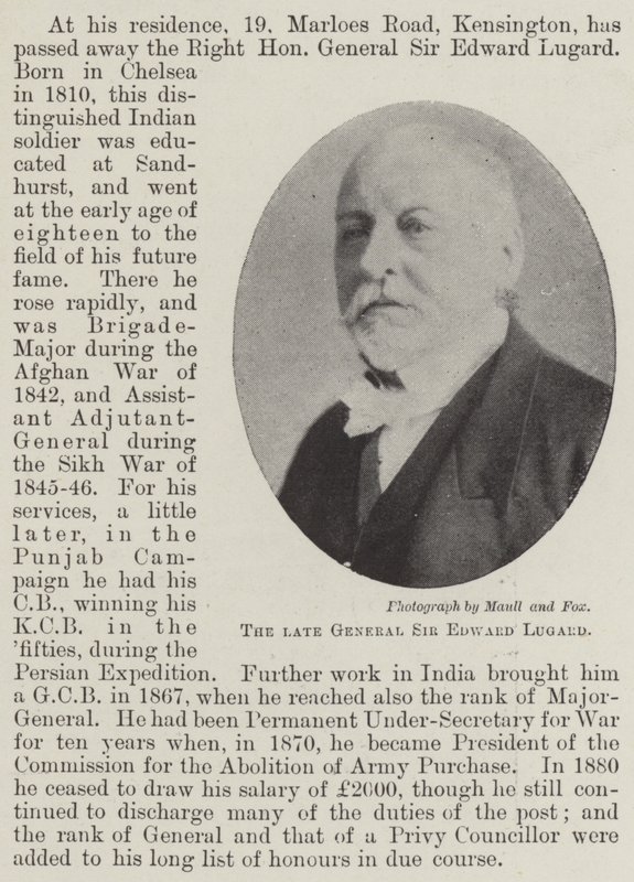 O falecido general Sir Edward Lugard de English Photographer