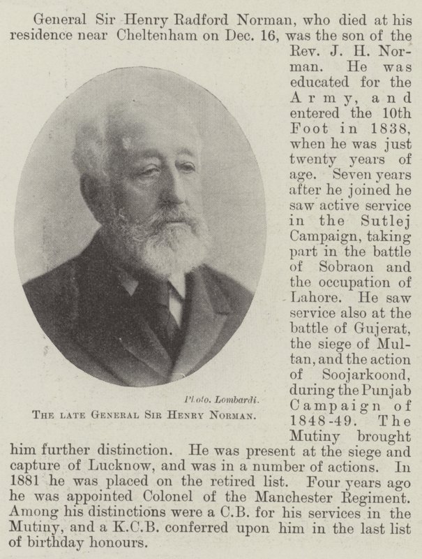 O falecido general Sir Henry Norman de English Photographer