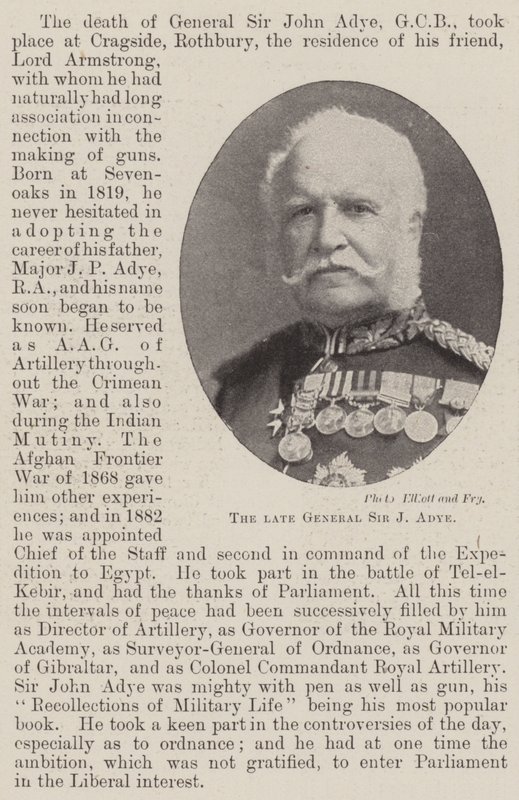 O falecido general Sir J Adye de English Photographer