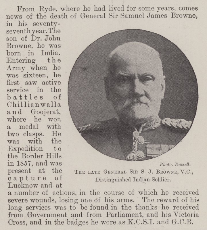 O falecido general Sir SJ Browne, VC, distinto soldado indiano de English Photographer